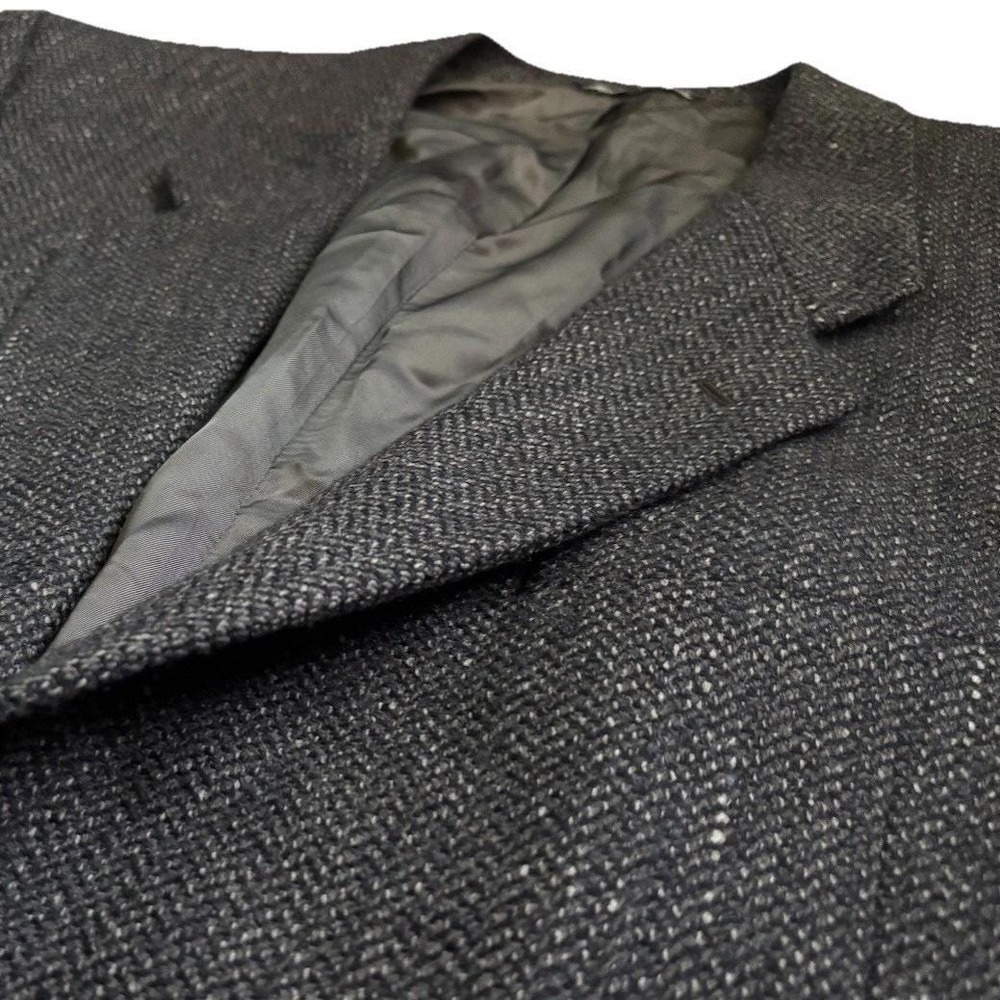 90s Mani Giorgio Armani Silk Wool Tweed Blazer Men 46L Gray Brown Chevron Italy - Picture 7 of 12